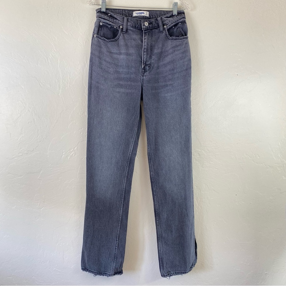 Abercrombie & Fitch Size 27 Charcoal Grey The 90s Slit Straight Leg Denim Jean